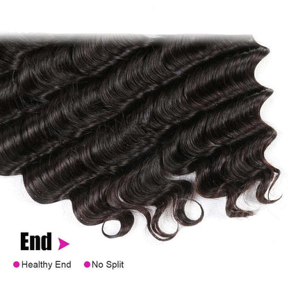 Loose Deep Wave Peruvian Hair 3 Bundles with 4x4 Closure / 13x4 Frontal  100% Human Hair extension