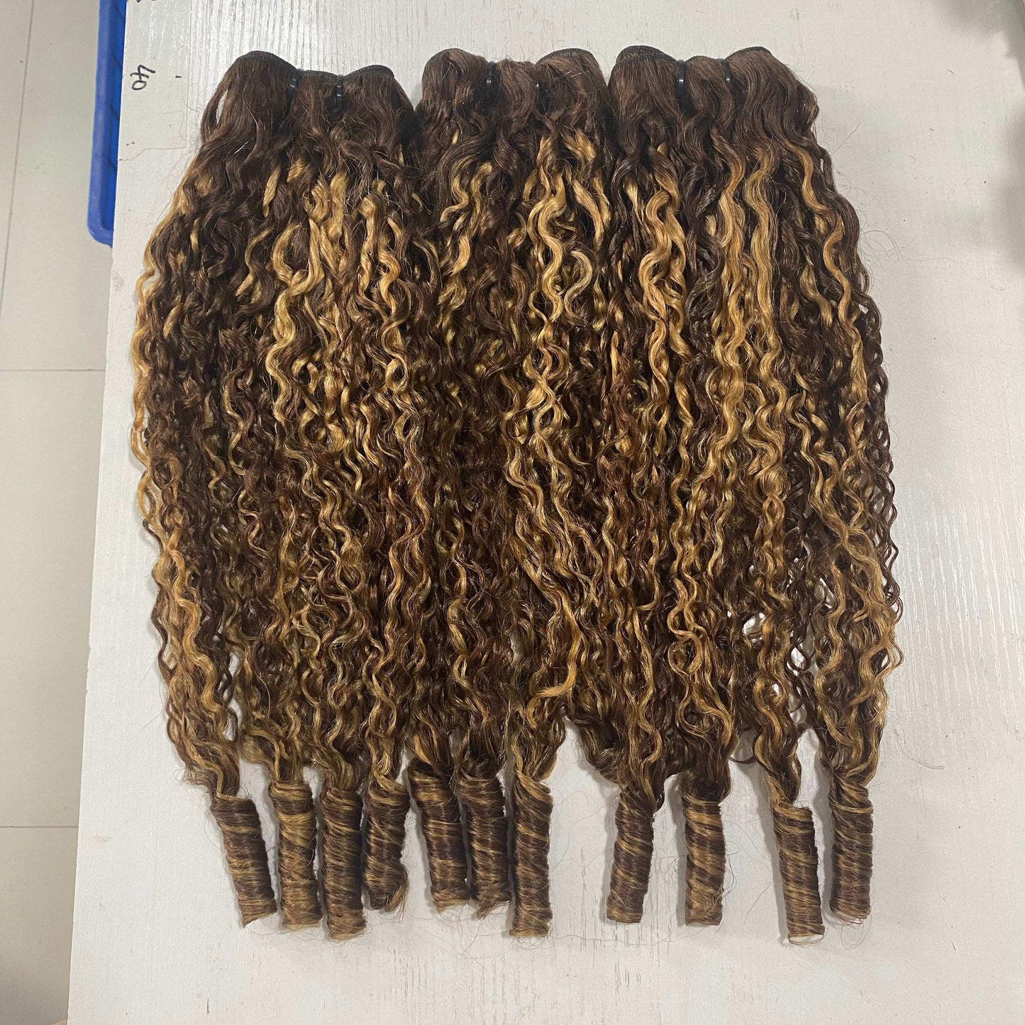 Hair Highlight P4/27 Burmese Curly Human Hair 3 Bundles Extension Hair Weave Bundles
